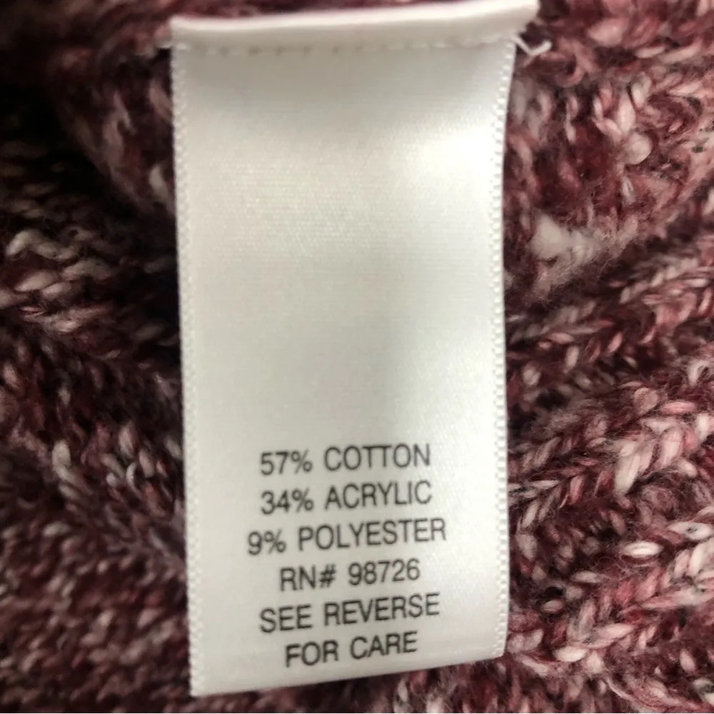 Sonoma pink burgundy White VNeck Collar Cable Knit Long Sleeve Sweater xl - Image 6