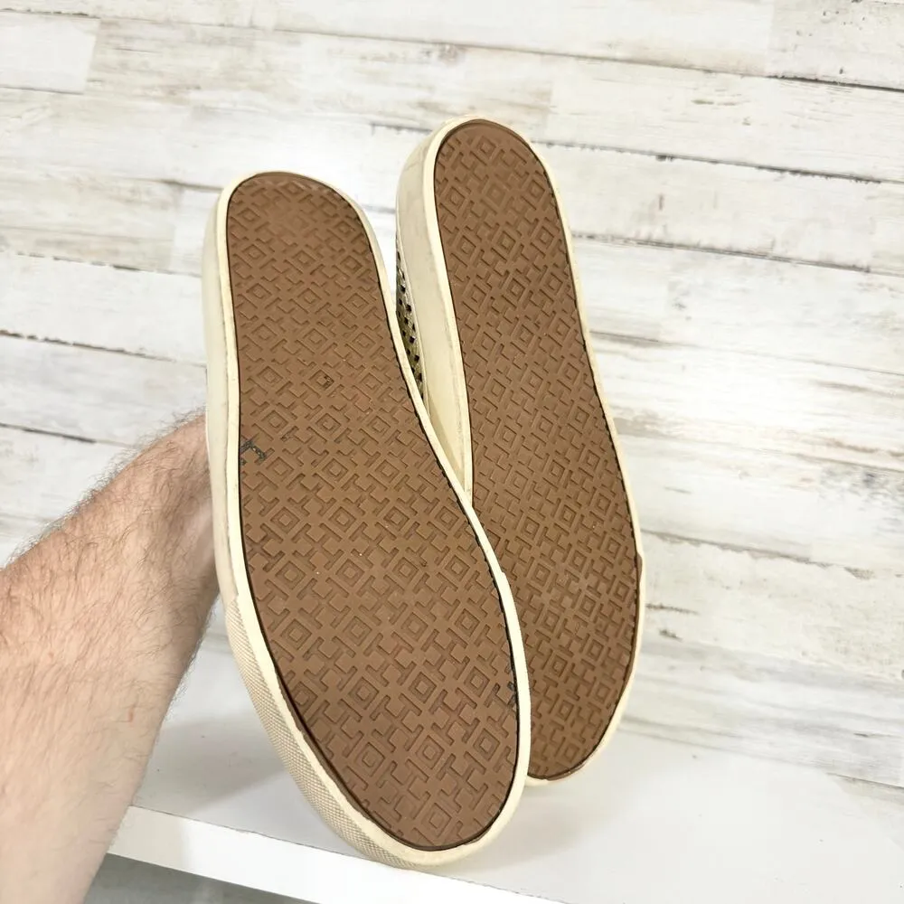 Tory Burch Women Jesse Gold Metallic Leather Perforated Slip On Sneaker Size 8.5 - Image 4