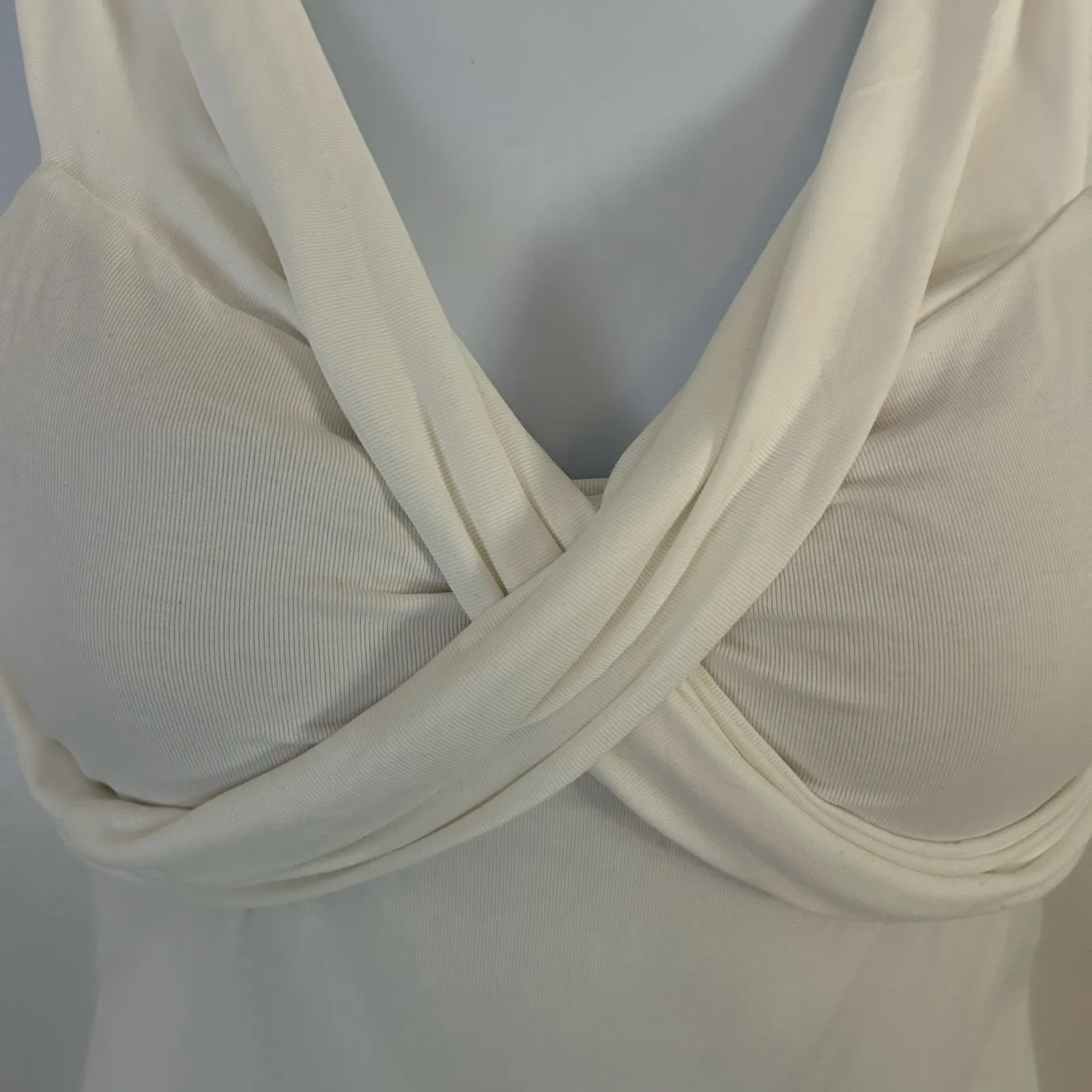 OGL Women's Criss Cross Off Shoulder Slim New Airy Brami Top Pure White L New Size L - Image 3