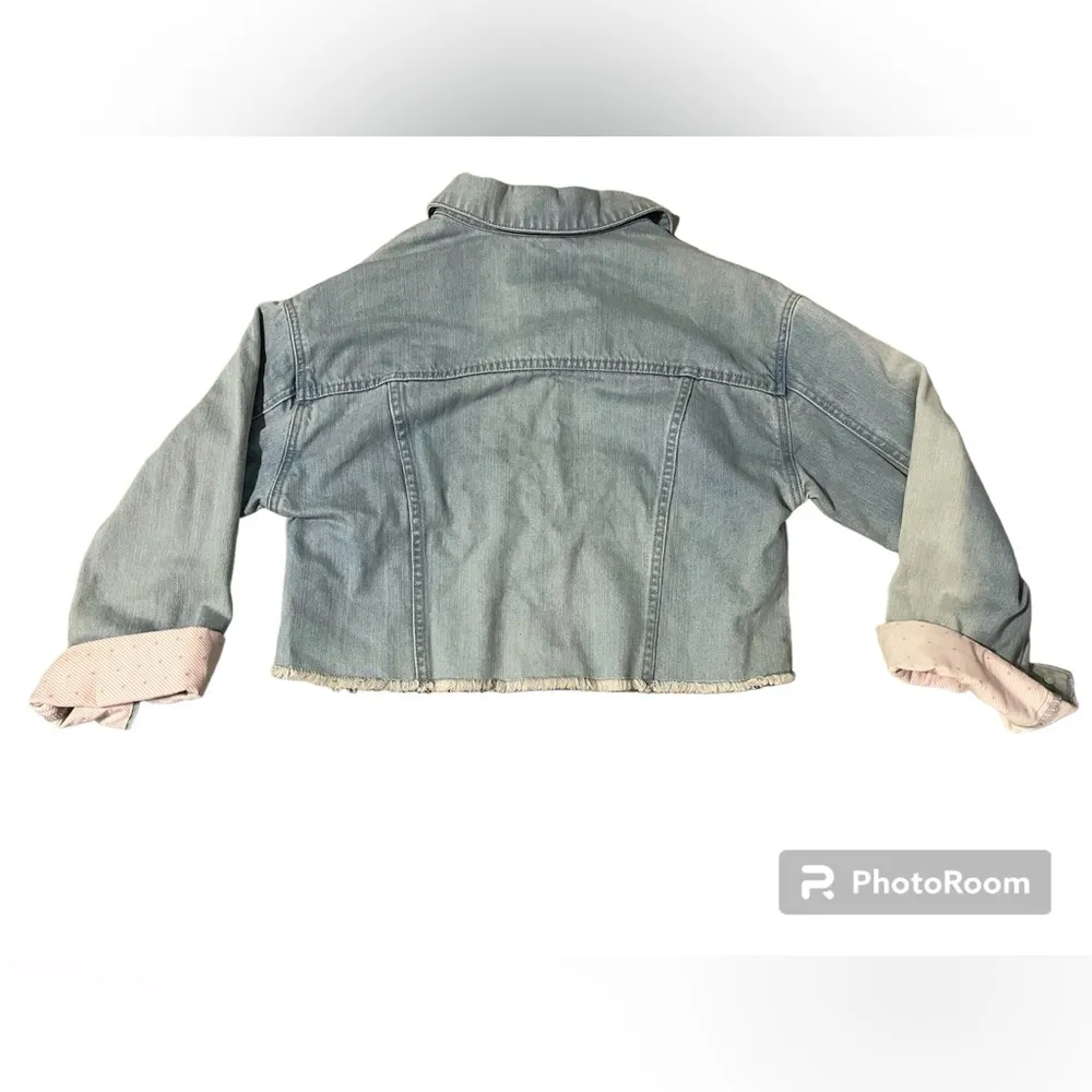 Cupcakes And Cashmere Womens Jean Jacket Blue Raw Hem Buttons Cotton Small - Image 3