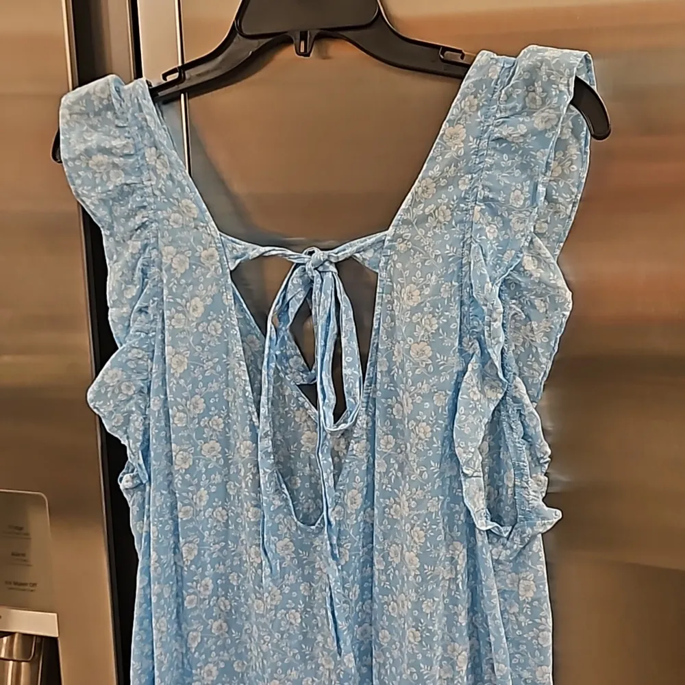 💕GANNI💕 Tie-Back Cotton Voile Maxi Dress ~ EU 40 Alaskan Blue Floral Print - Image 13