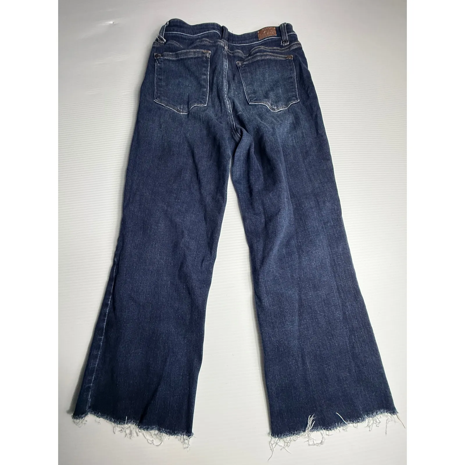 Judy Blue Wide Leg Cropped‎ Jeans Distressed Frayed Hem Dark Wash Size 5 27 - Image 5