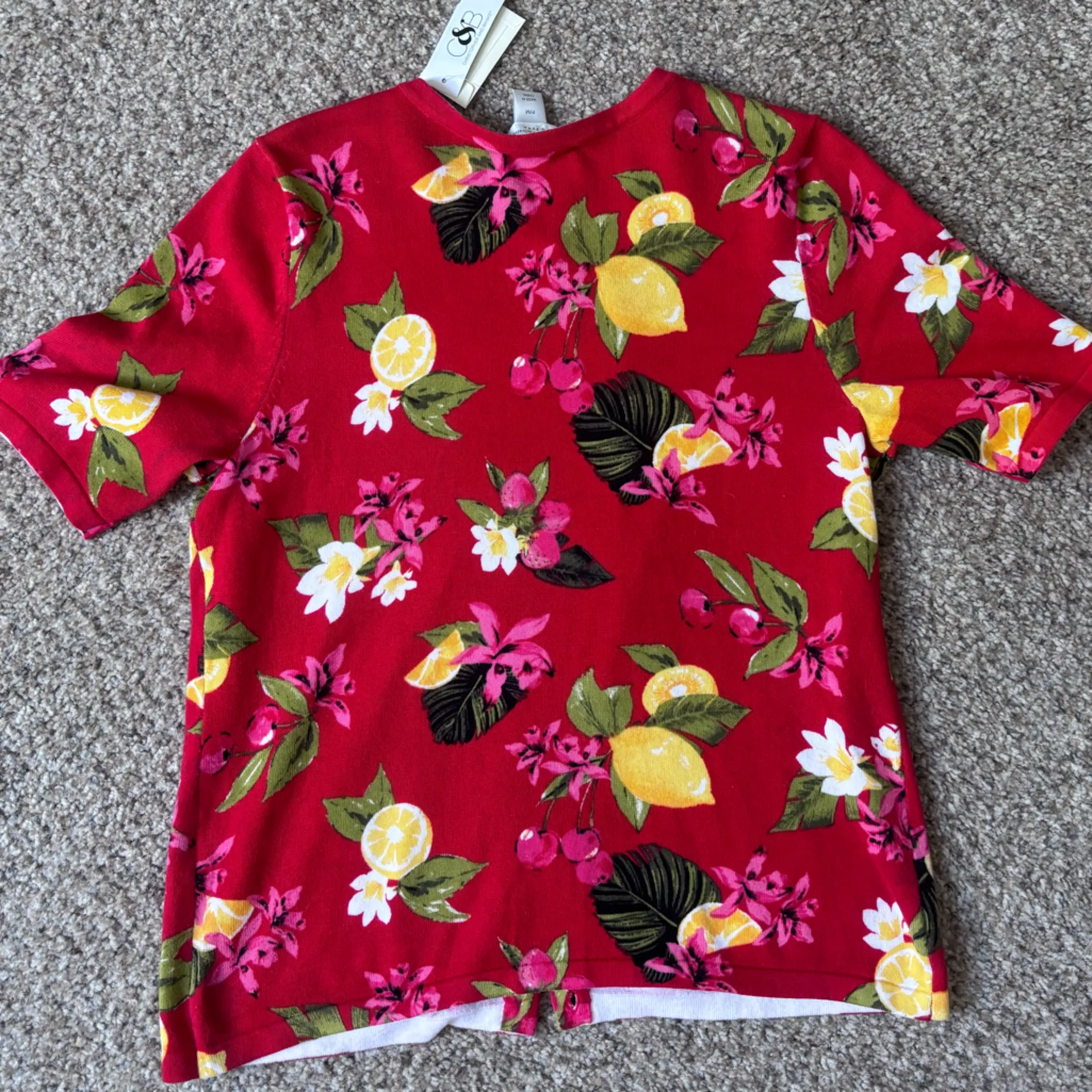 Christopher & Banks Red Floral Cardigan - Image 6