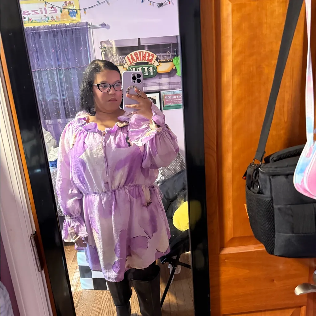 Purple and White Floral Dress - Image 2