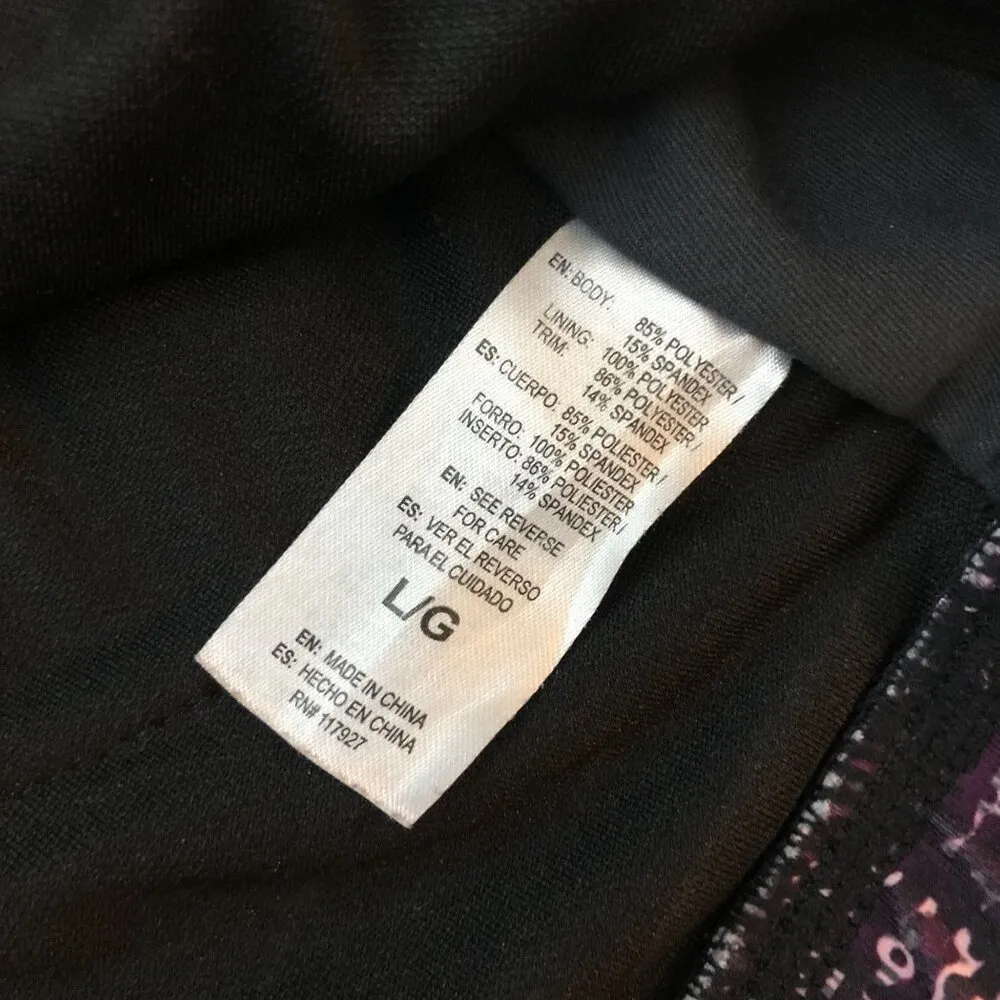 Gaiam Sports Bra Mesh Keyhole Removable Cups Purple Black L - Image 3