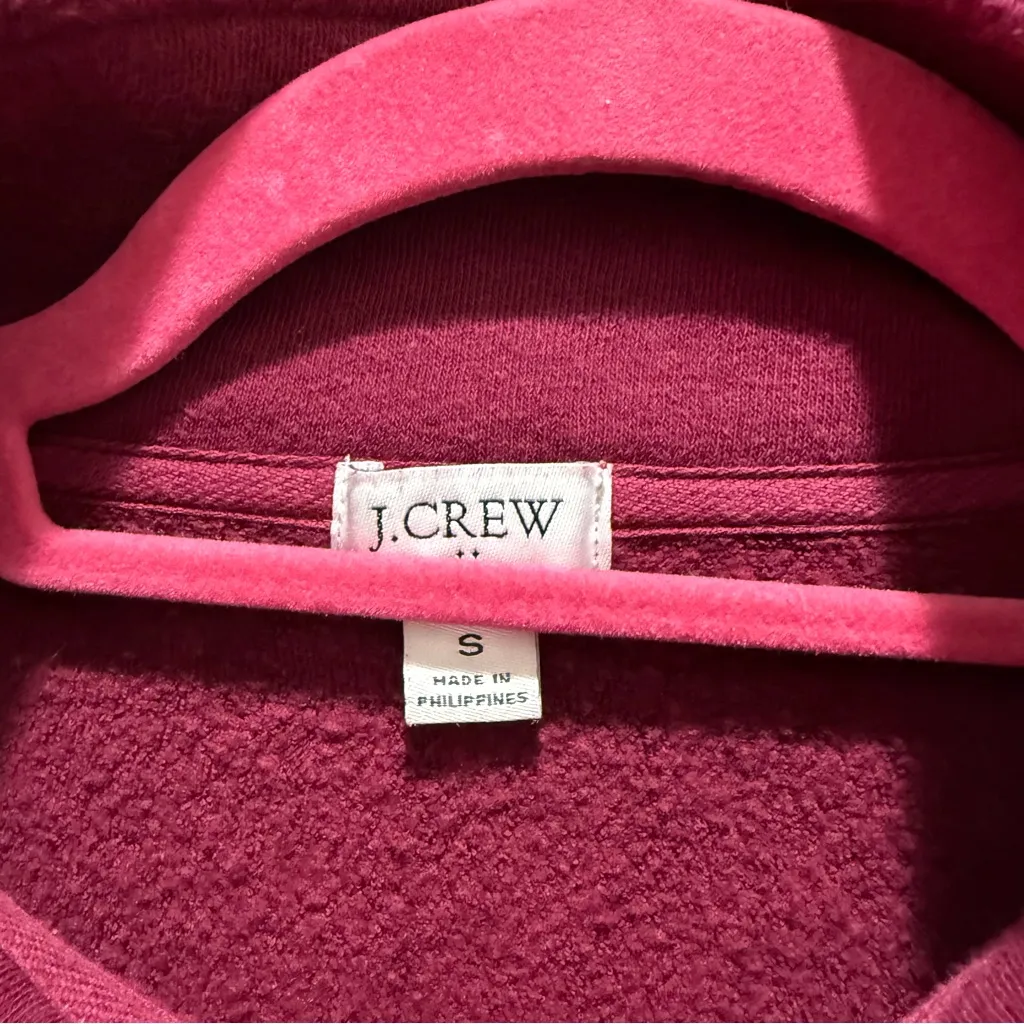 J. Crew Colorblock Half-Zip Sweatshirt in Cloudspun Fleece Burgundy Rose Pink - Image 3