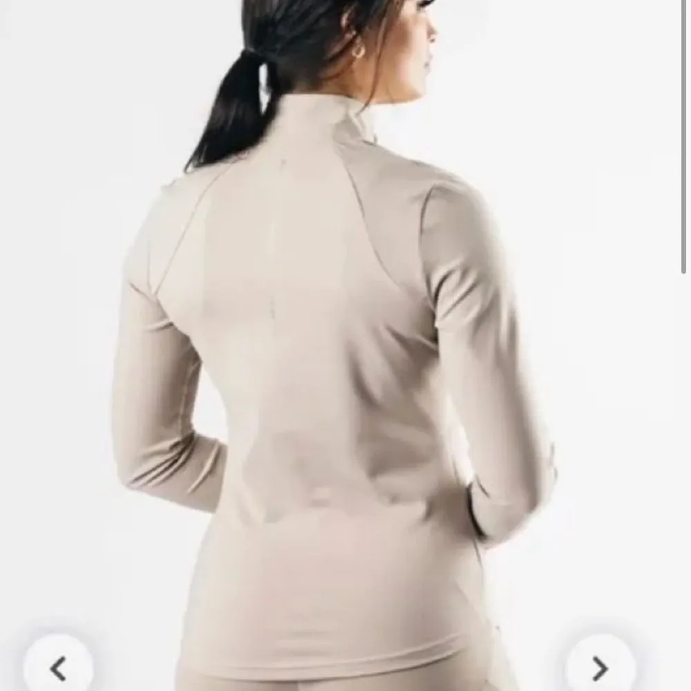 Alphalete Women’s M Full Zip Pro Elite Performance Jacket Beige Sand Fitted‎ Gym - Image 8