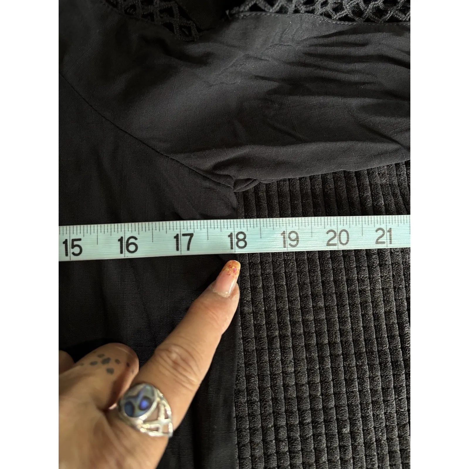 Who What Wear Mid Length Black Dress Square Neck Size‎ L Long Sleeve Crochet NWT - Image 7