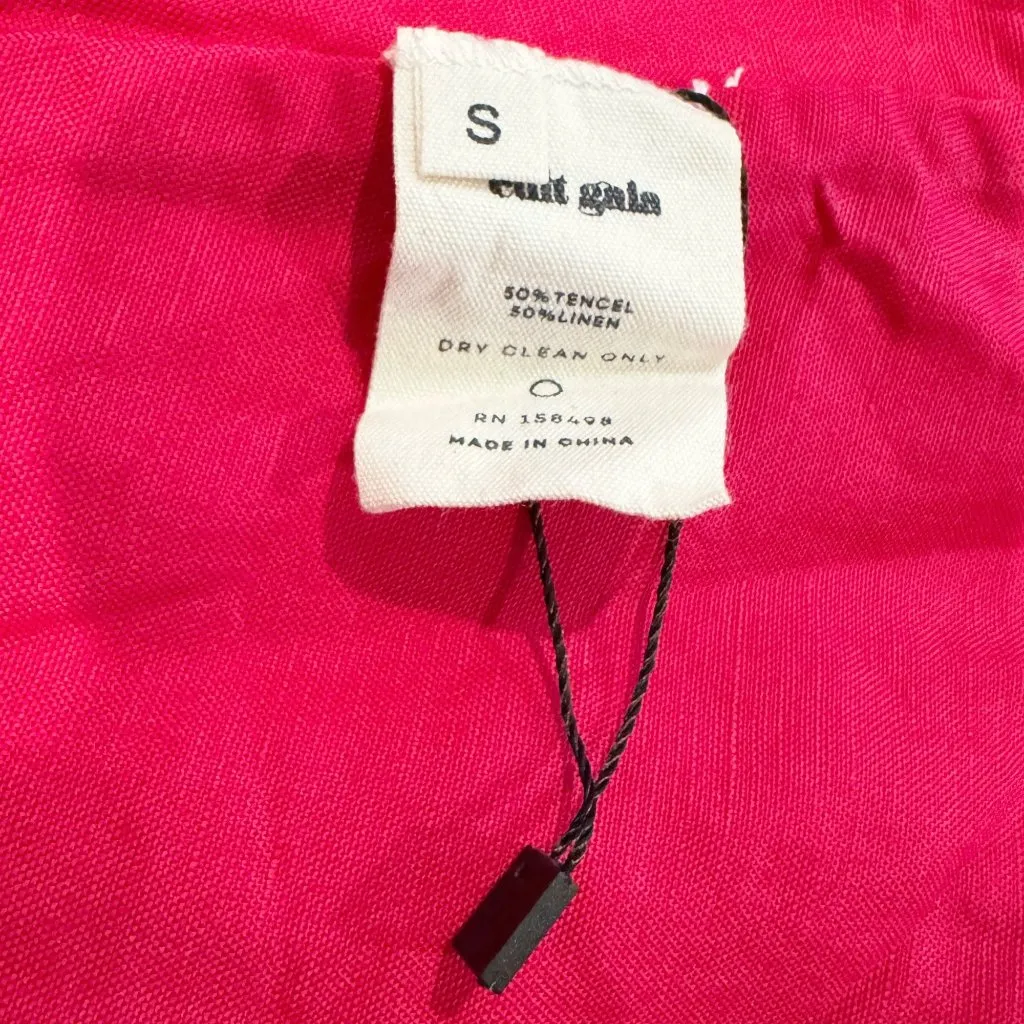 Cult Gaia Lucienne Twist Linen Cutout Bright Pink Mini Dress Camellia Size Small - Image 8