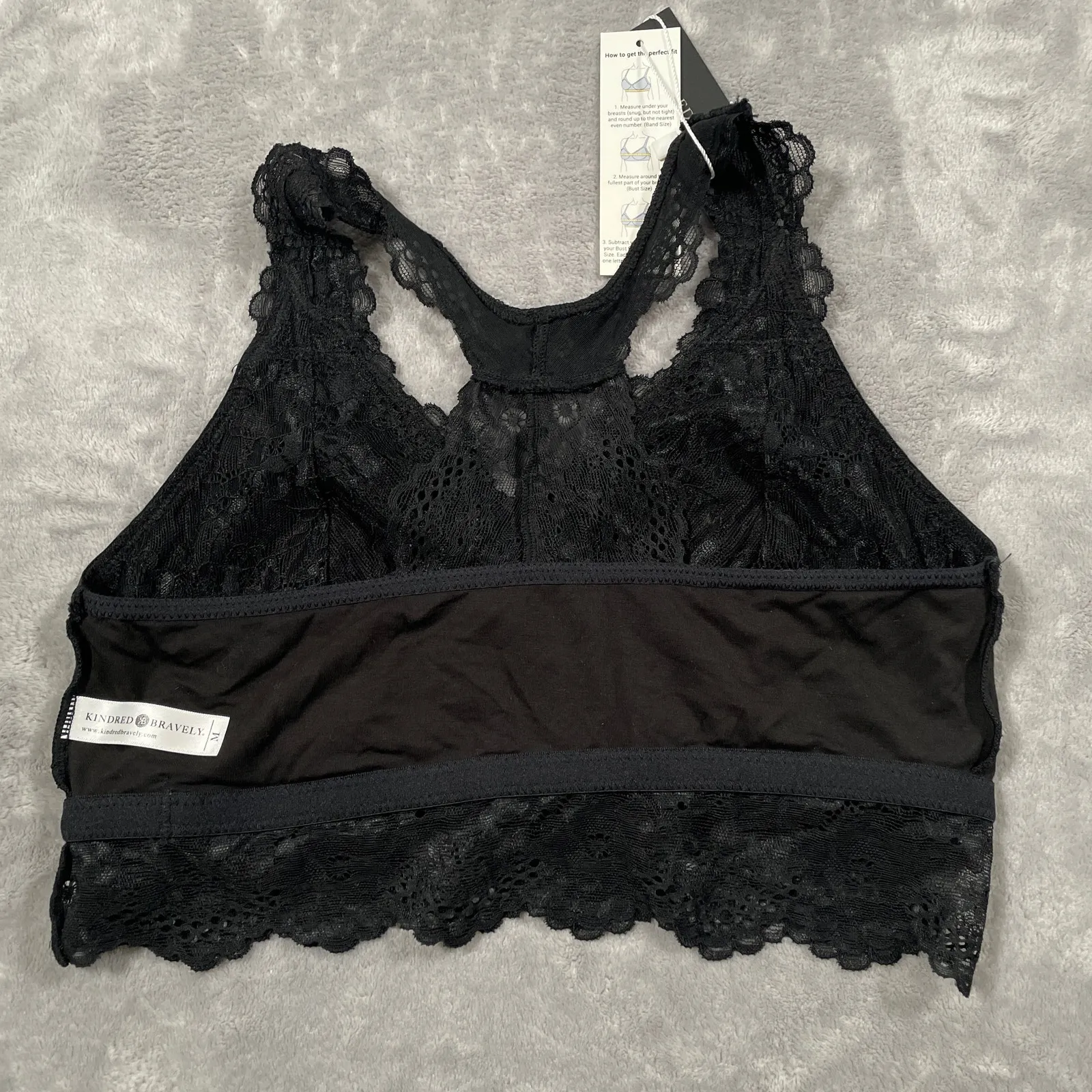 Kindred Bravely Bra Womens Medium Black Nursing Bralette Lace Racerback New - Image 4