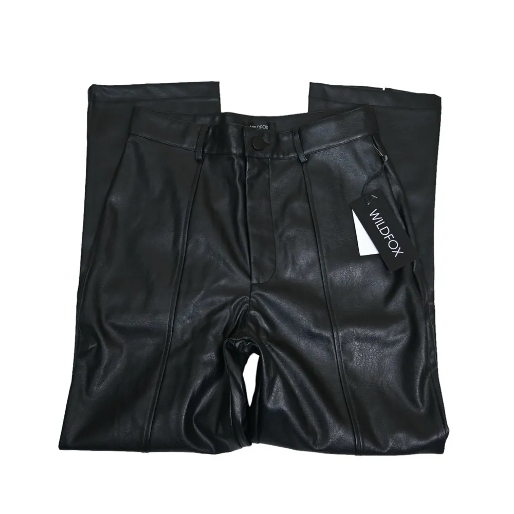 Wildfox Womens M Faux Leather Slit Hem Straight Leg Pants NEW - Image 5