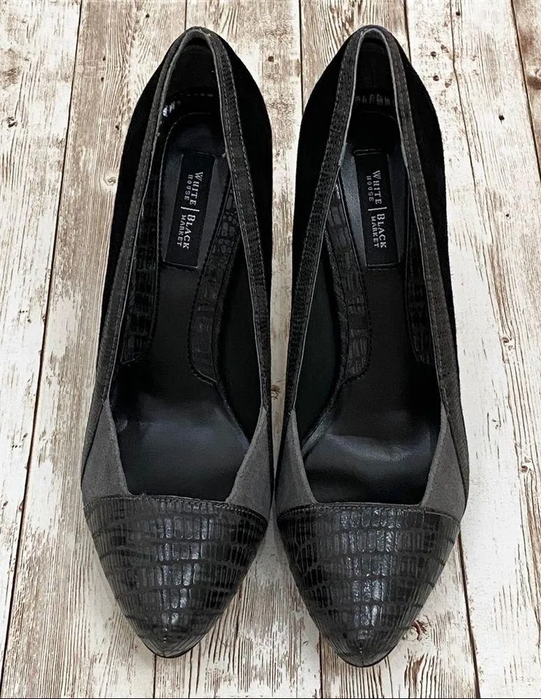White House Black Market “Nora” Black/Gray Heels 7 - Image 11