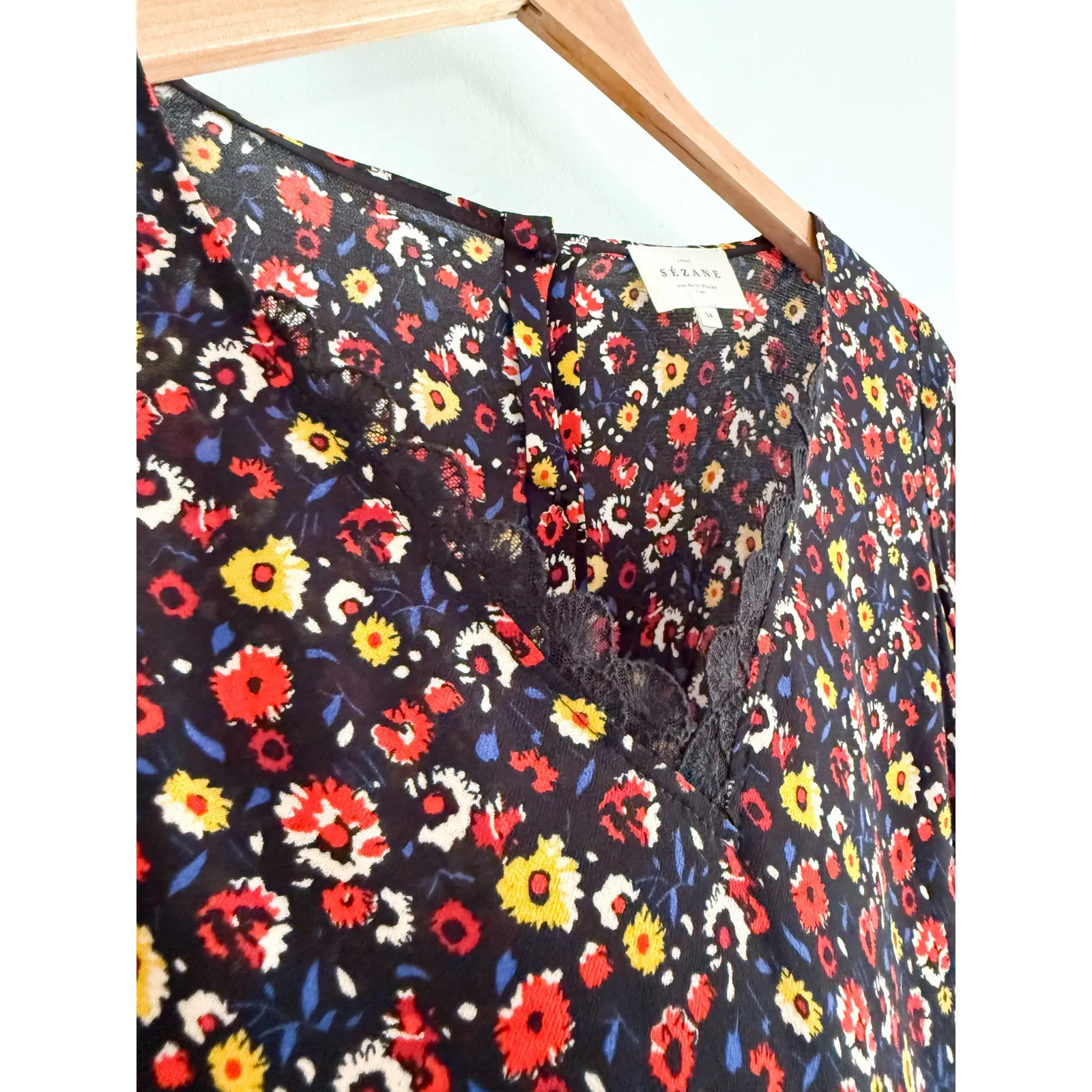 Sézane | Sezane | Marina Floral Lace Blouse | Sz 34/2 - Image 9