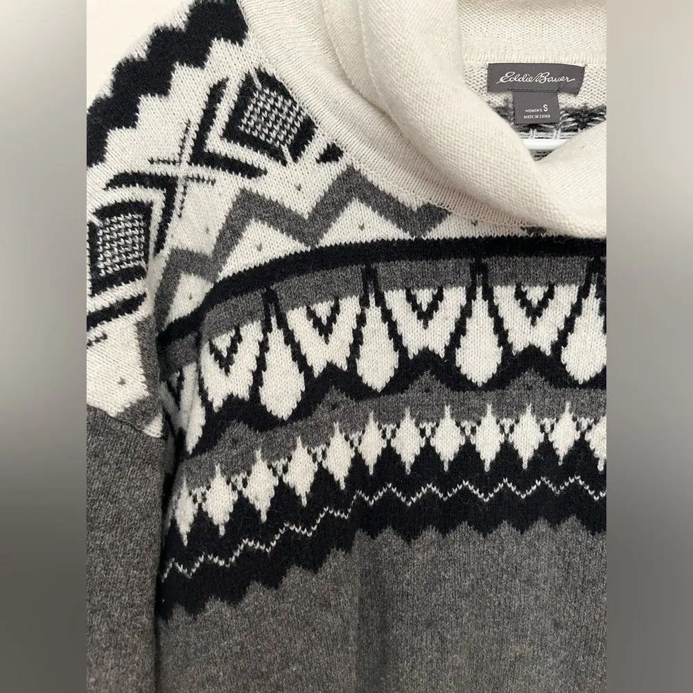 Eddie Bauer Cowl/Turtleneck Sweater‎ - Fair Isle Pattern - Wool Cotton Blend - Image 5