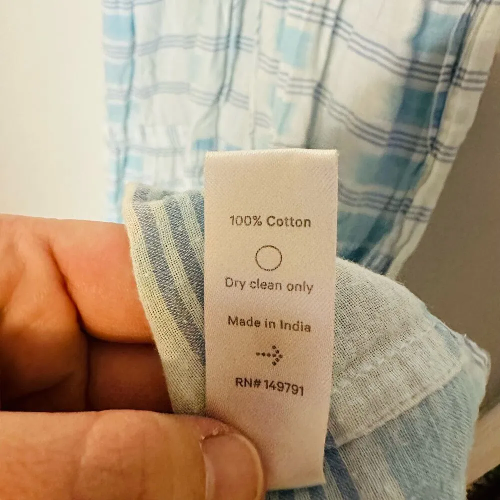 WARM Latitude Blue & White Short Sleeves Tie at Waist Flowy Maxi Dress Size M Size M - Image 15