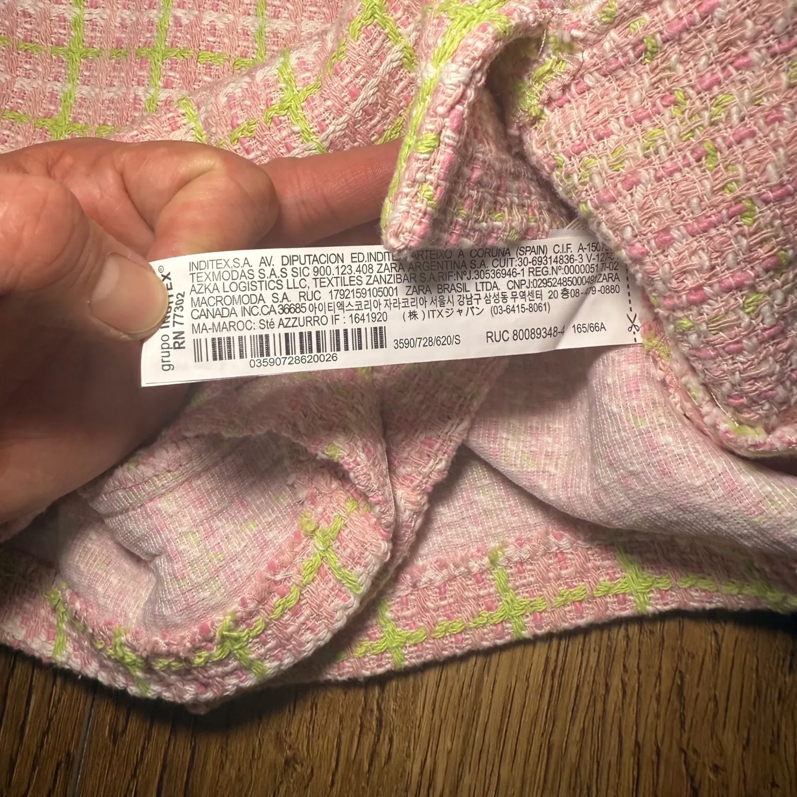 ZARA Tweed Pink Green Plaid Mini Skort Skirt Womens S Barbiecore  preppy shorts - Image 9