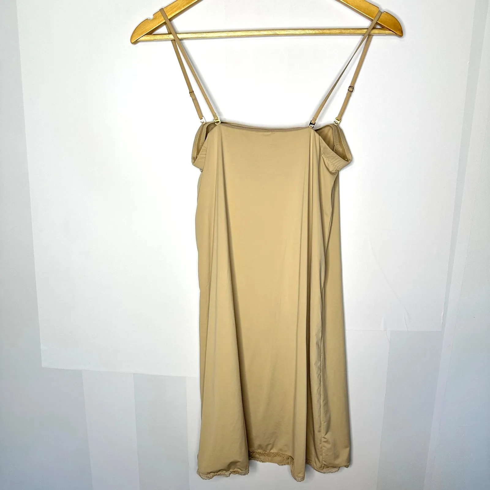 NATORI Nude Soft‎ Stretchy Chemise Lace Trim Slip Dress Women's Small - Image 4