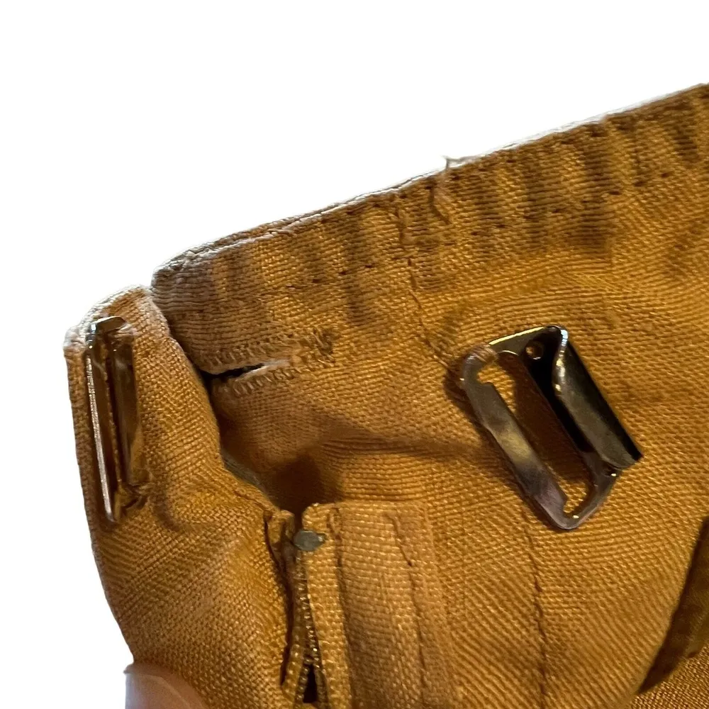 Gucci A-Line Skirt Tan Pleated Midi Linen Back Buckle 46(IT) 10(US) SEE NOTES - Image 7