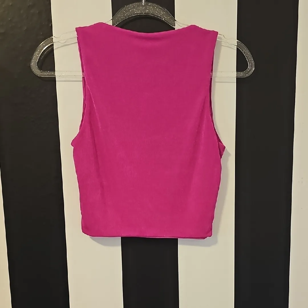 Naked Wardrobe Fuchsia Ruched Tank Top - Image 3
