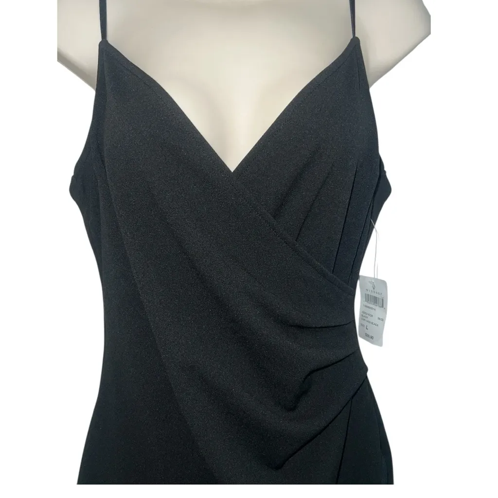 Windsor Black Asymmetrical Maxi Dress with Spaghetti Straps - Image 3