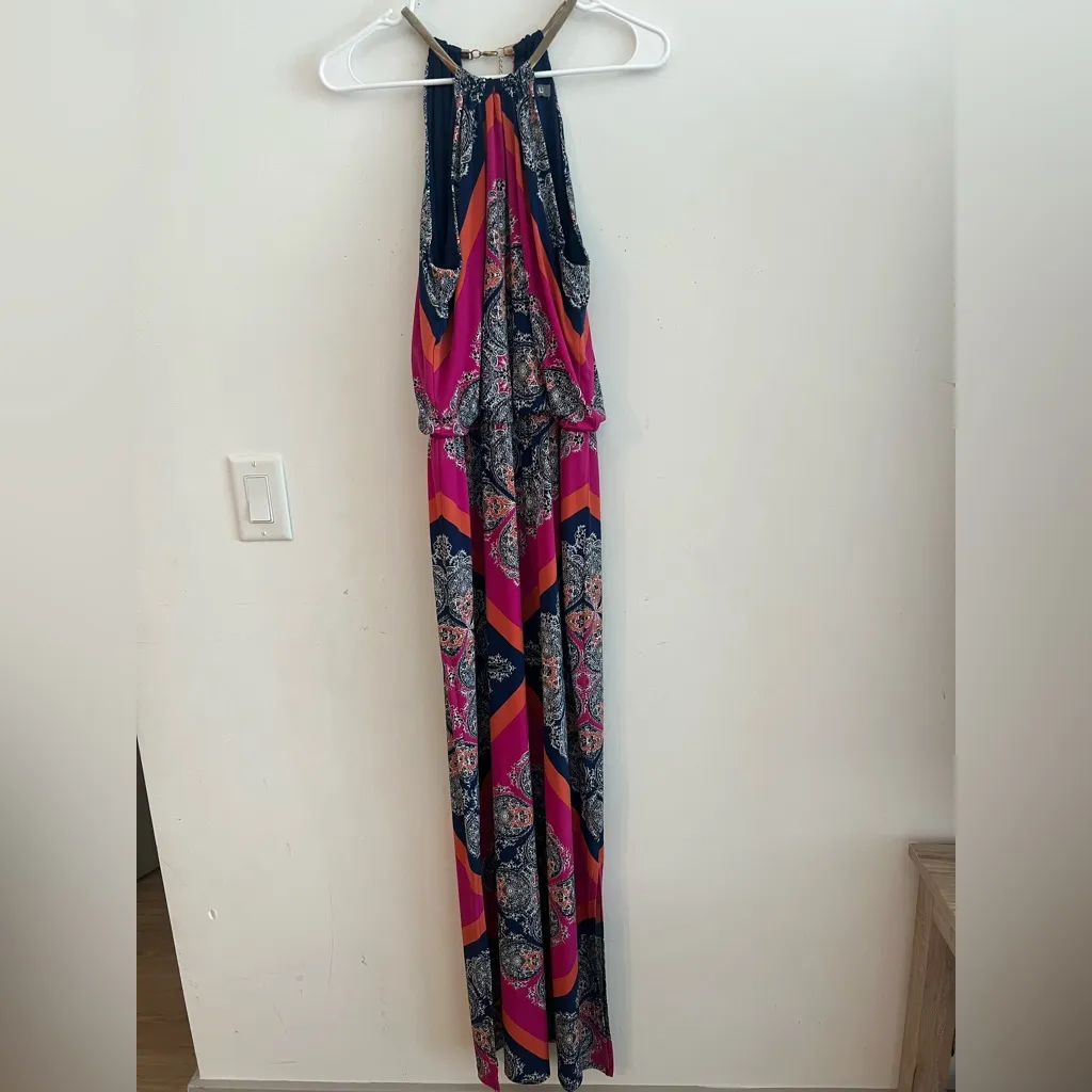 Roz & Ali Sleeveless Maxi Dress Size 10 Boho Paisley Print Halter Neck - Image 3