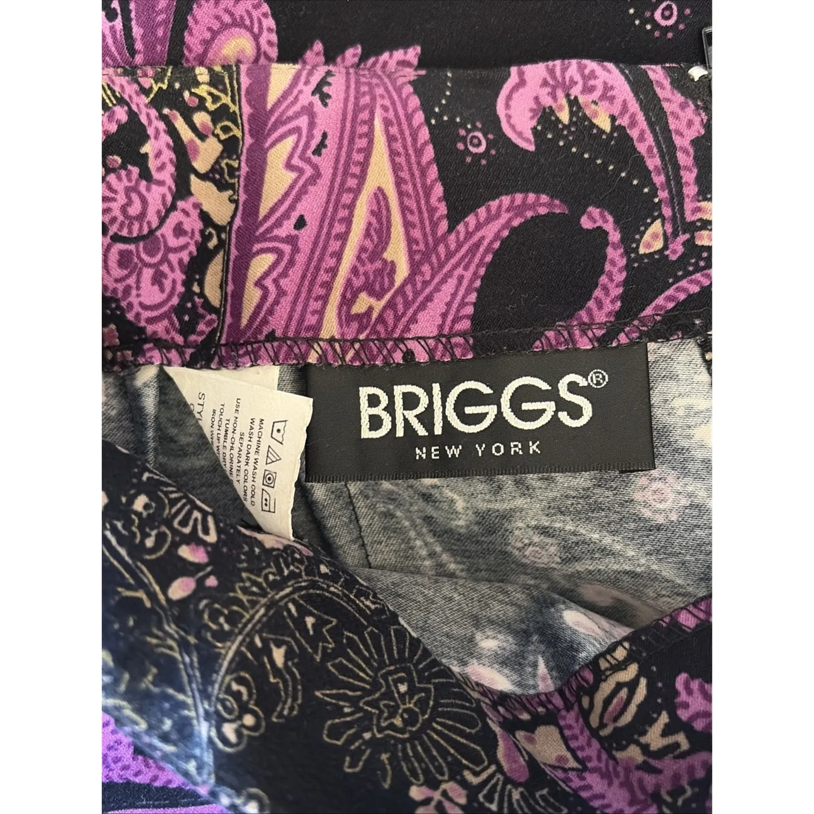 Briggs New York Black‎ Purple Floral Paisley Flower Maxi Skirt Slit Womens 10 - Image 7