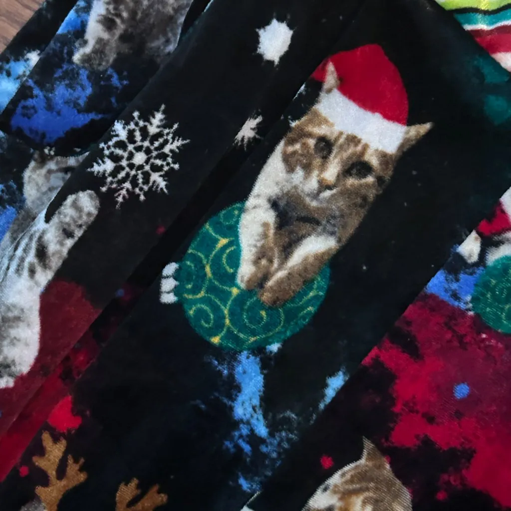 Christmas Cat Overall Jumpsuit Juniors Size Medium 7-9 Black Velvet Christmas - Image 9