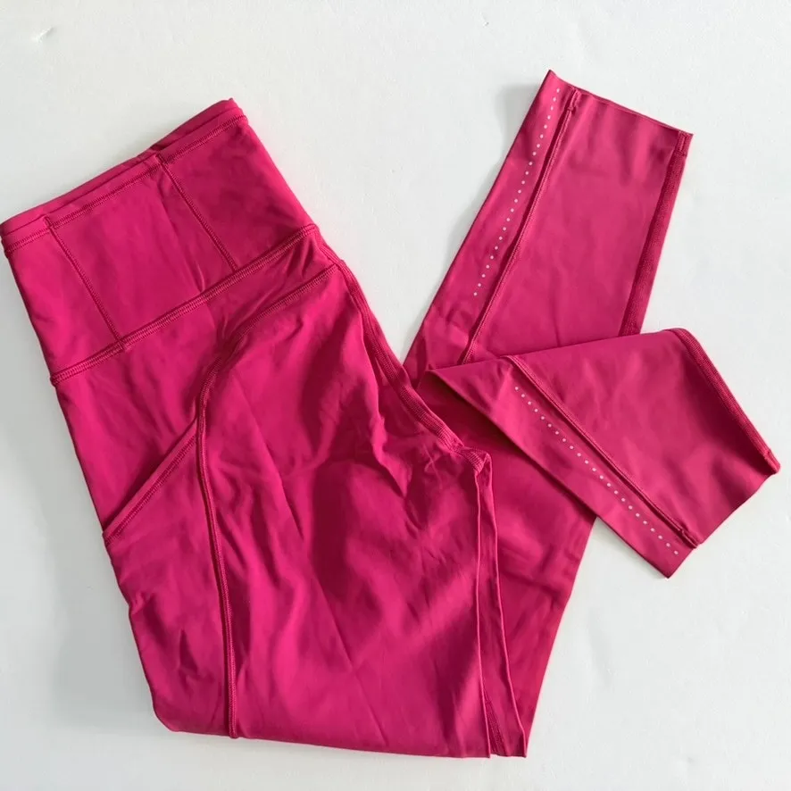 Fast & Free 7/8 Legging Size 8 Ruby Red Magenta Pink Nulux High Rise Run Gym - Image 3
