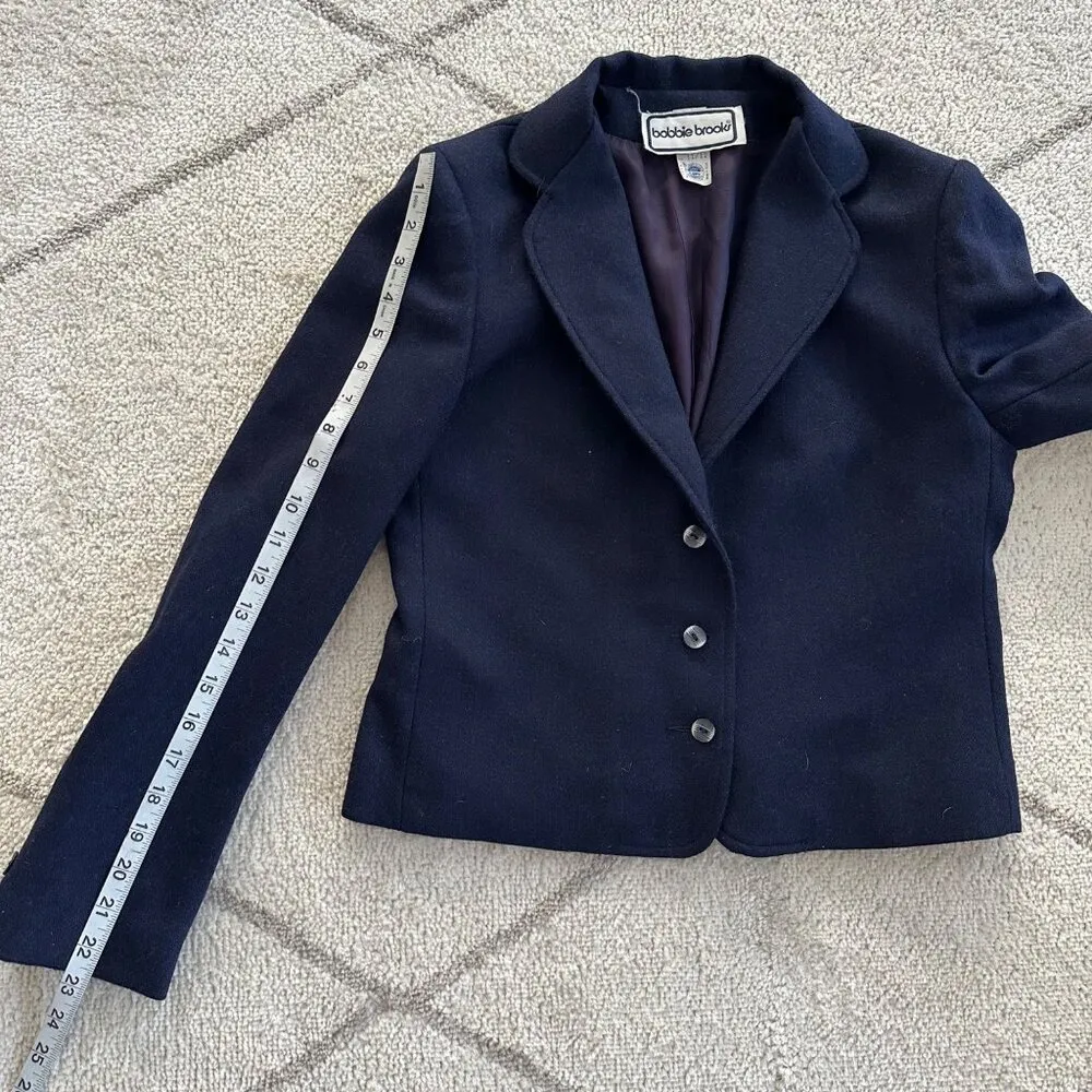 Vintage 60s/70s Bobby Brooks Wool Blend Cropped Navy Blazer Blue Size XS - Image 5