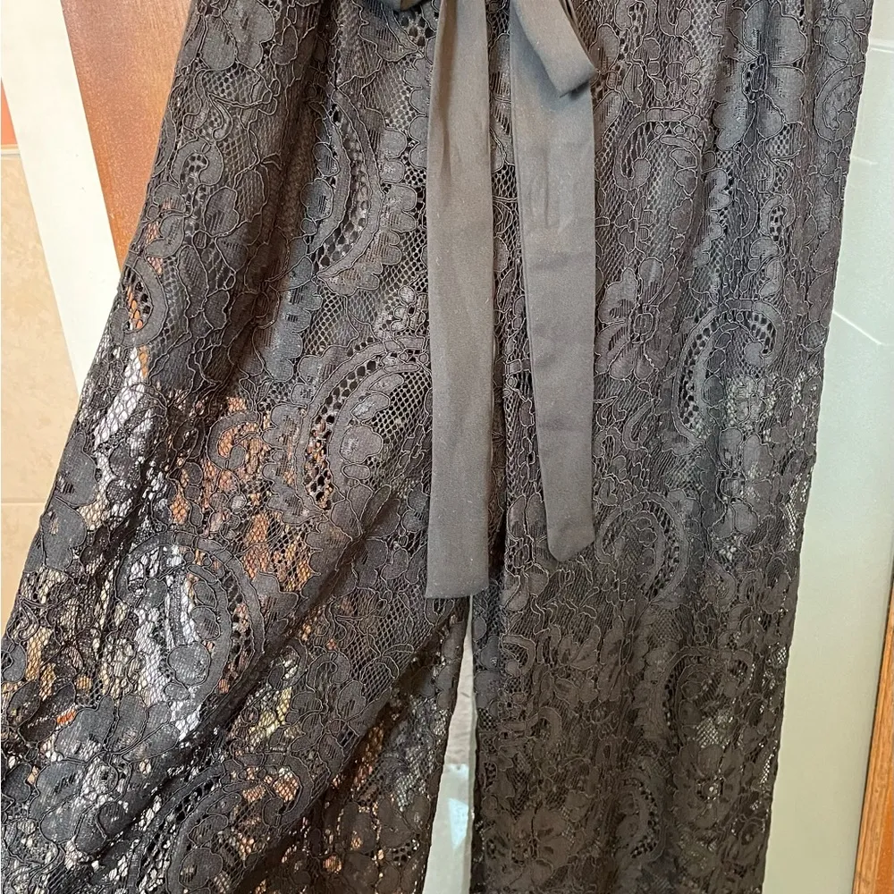 Trixxi Black Lace Scallopped Edge Sheer Jumpsuit NWT Built-in shorts - Image 4