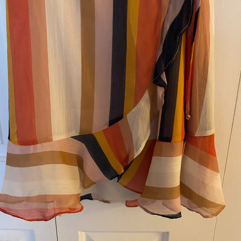 Multicolor All In Favor Isabella Striped Wrap Sundress, Women's Extra Small - Image 4