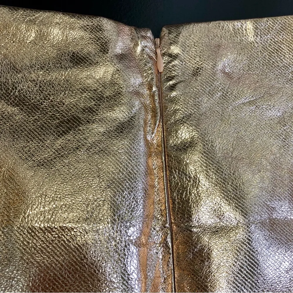 NWT Fridda Faux Leather Metallic Gold Mini Skirt Bronze Copper sz M - Image 5