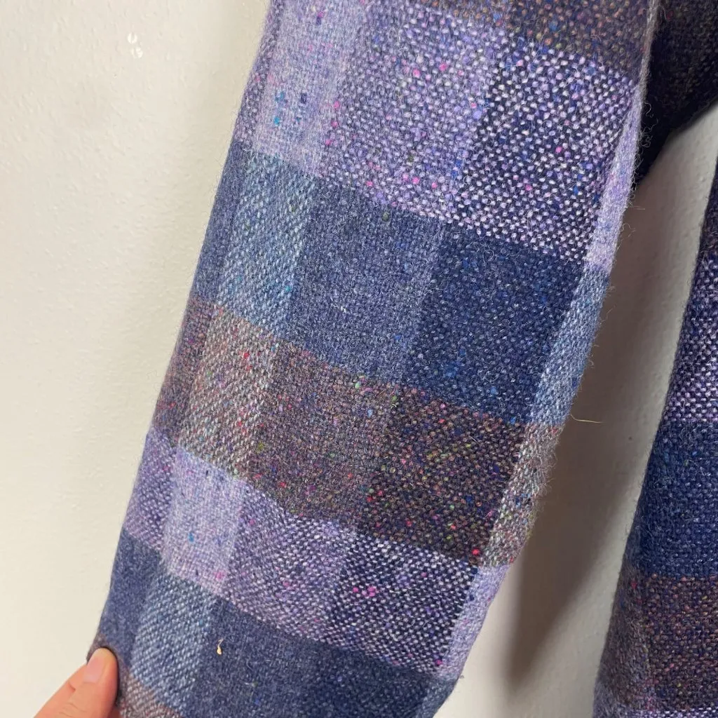 Vonnie Reynolds‎ Women's 10 Purple Plaid Made in Ireland 100% Wool Swing Peacoat - Image 5