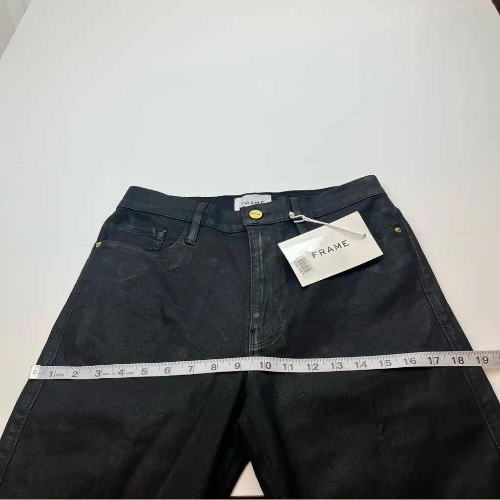 Frame Le Sylvie High Rise Straight Coated Straight Leg Jean‎ Womens Black 29 NEW - Image 12