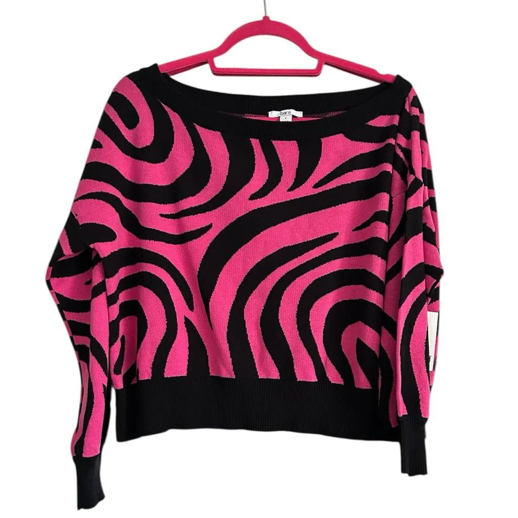 Bar lll Table off shoulder sweater in swirl dream pink NWT - Image 2