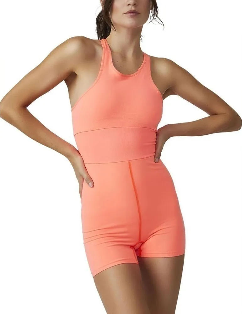 Free People FP Movement Every Single Time Runsie size M/L NWT Neon Coral - Image 1