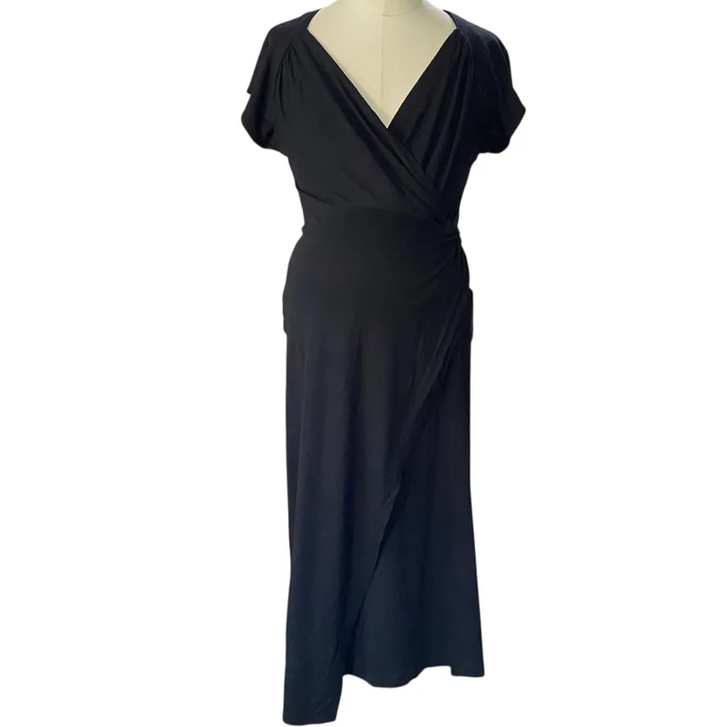 Seraphine Black Maternity & Nursing Wrap Dress Size 6 - Image 2