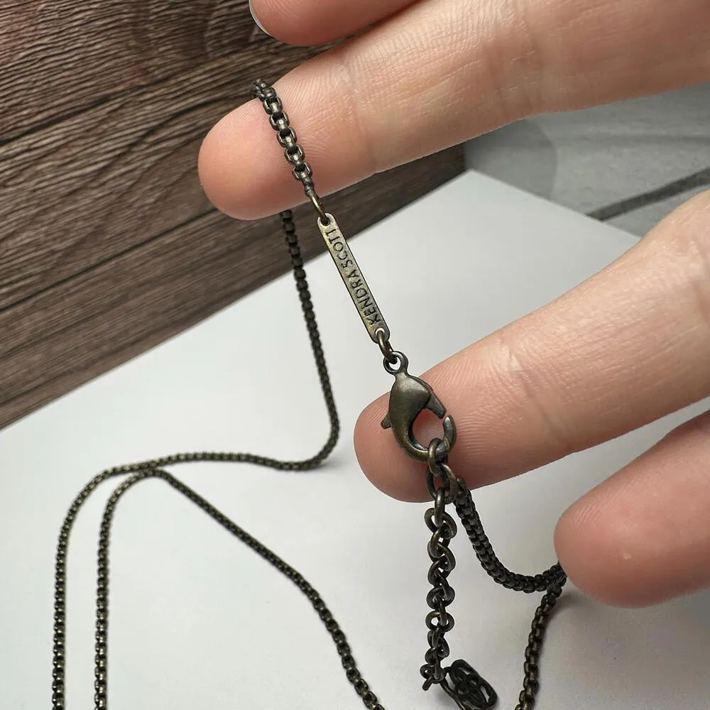 Kendra Scott Kimmy Arrowhead Necklace White Banded Agate Antiqued Gold Tone - Image 6