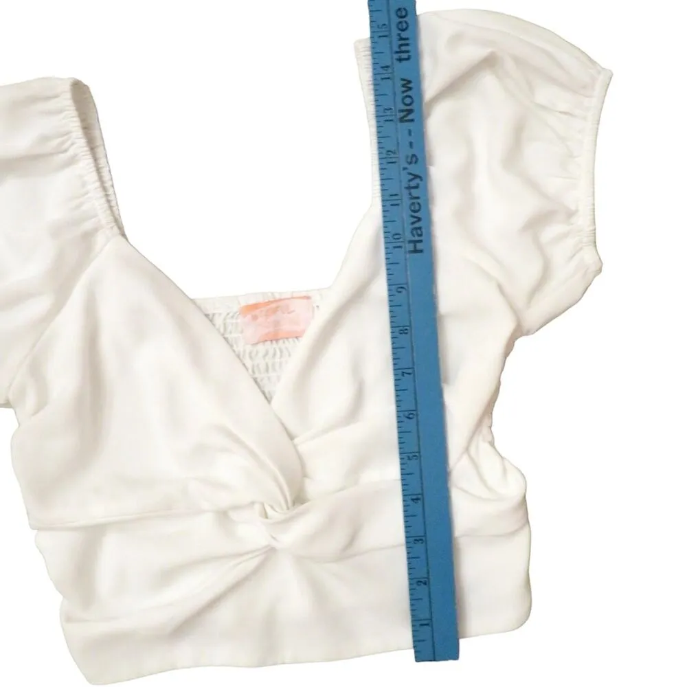 Wishful Thinking Womens Pullover Puff Sleeve Crop Top, Sweetheart White S NWOT - Image 8