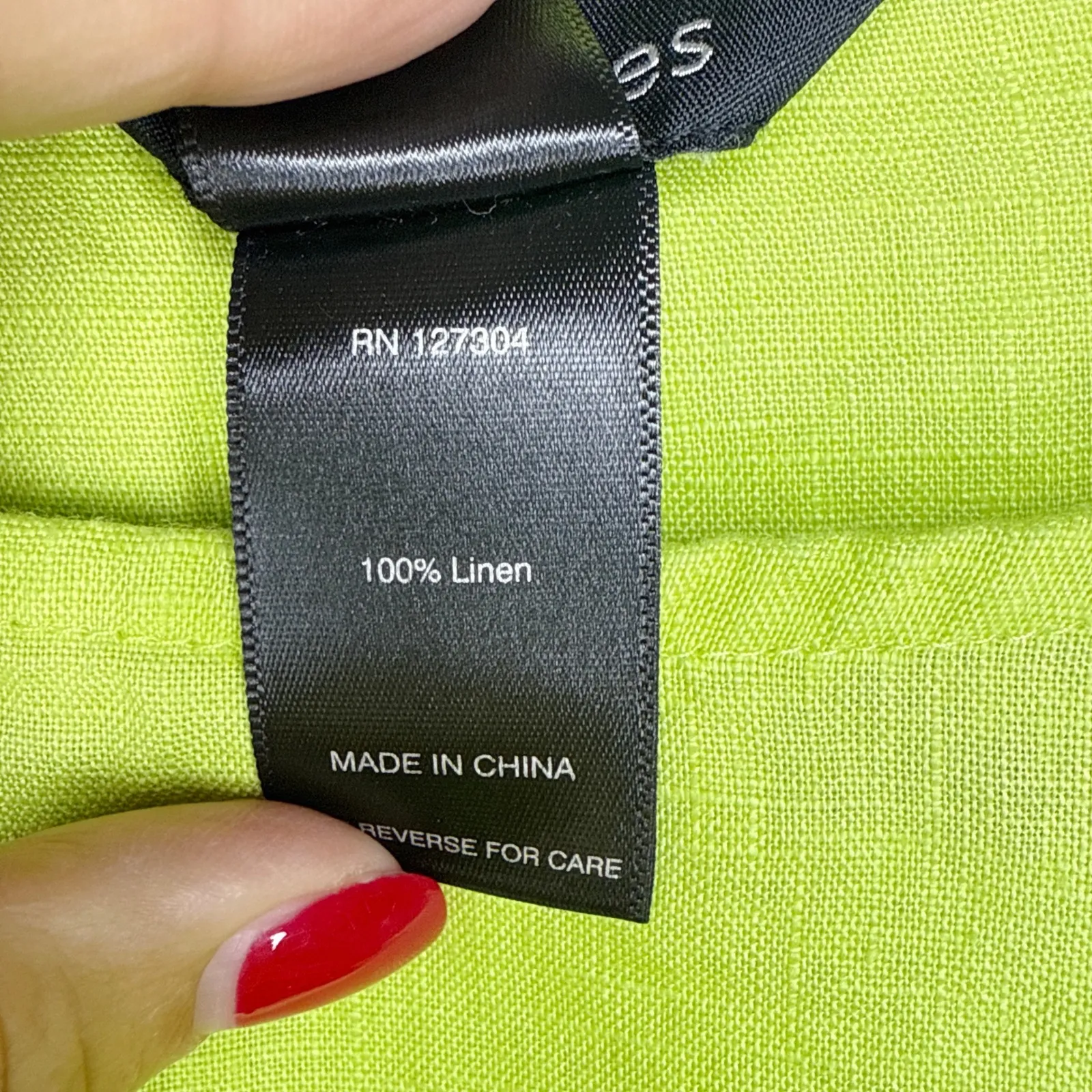 Ali Miles Women's 100% Linen Top Tunic Chartreuse Green 3/4 Sleeve Pocket Medium - Image 8