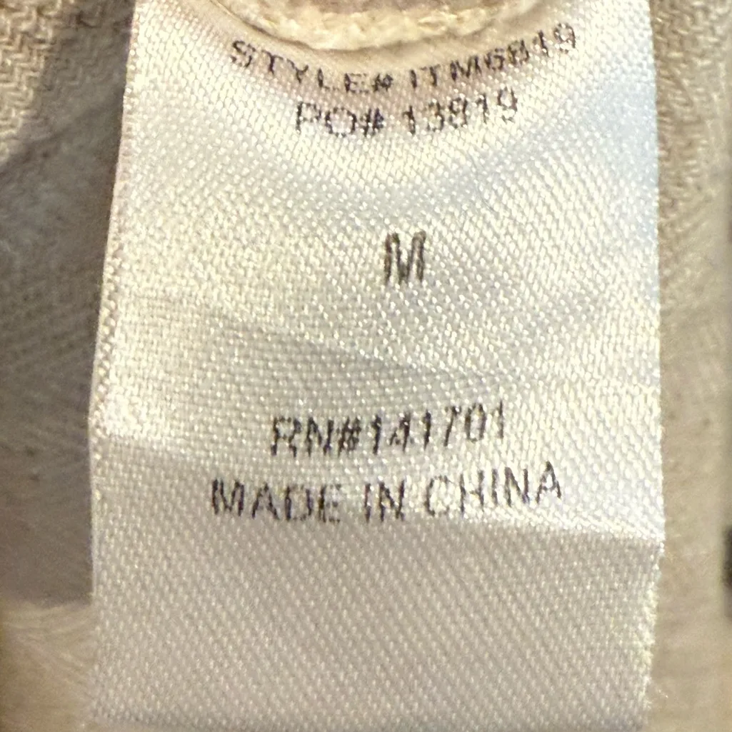 143 Story By Line Up Long Sleeve Cream Button Up Shirt Linen Blend Fringe Medium Tan - Image 6