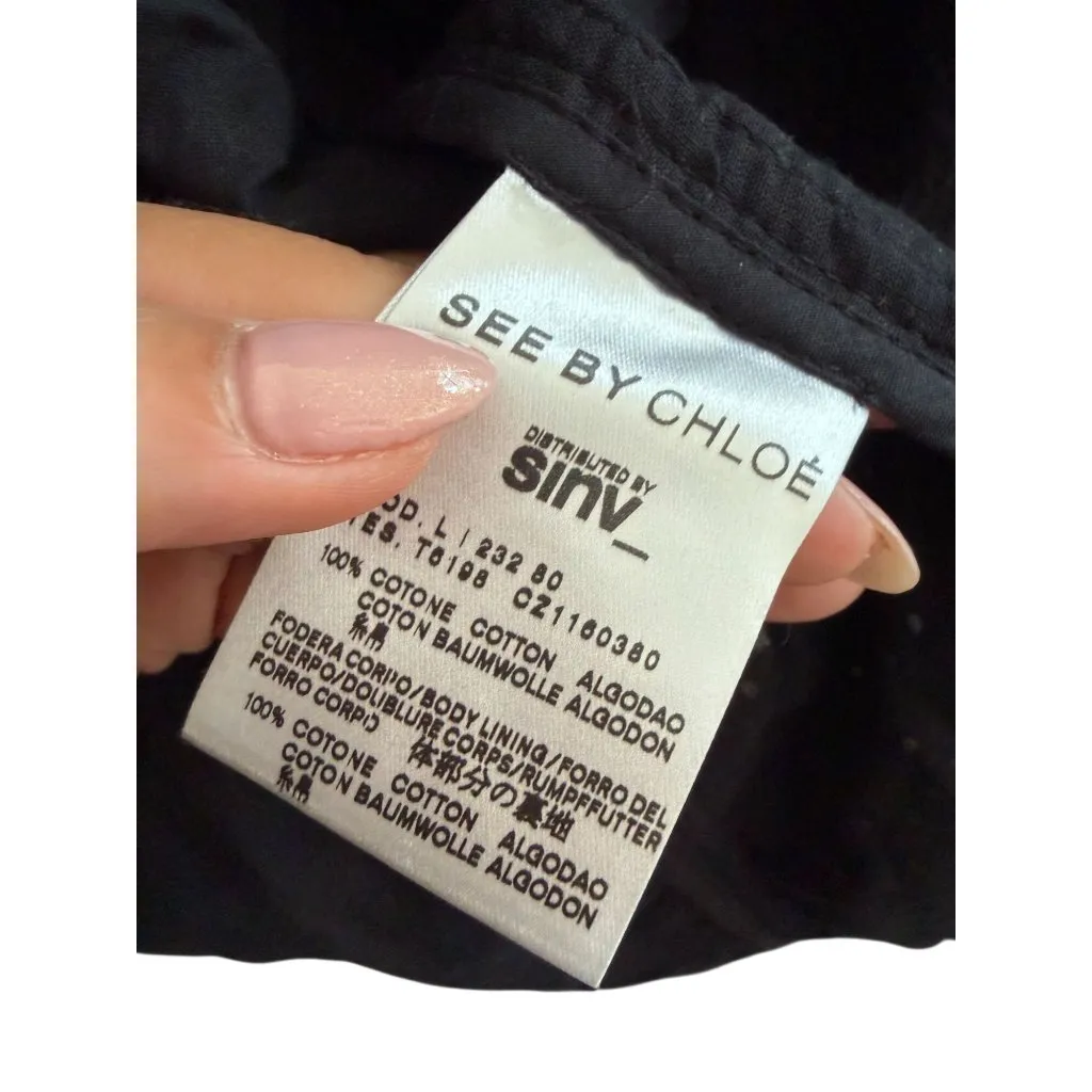 SEE BY CHLOE Black Eyelet Long Sleeve Blazer Jacket Size US 4 - Image 8