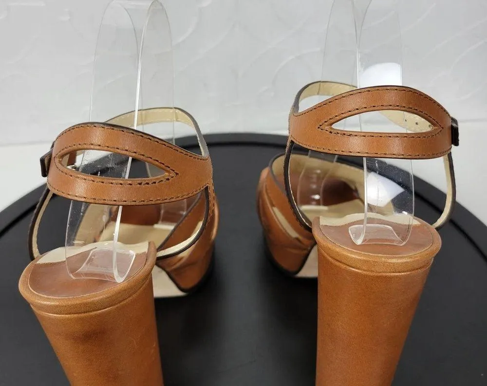 Jimmy Choo Hermione Platform Women Sandals Size 41 US11 Tan Leather Open Toe NEW - Image 8