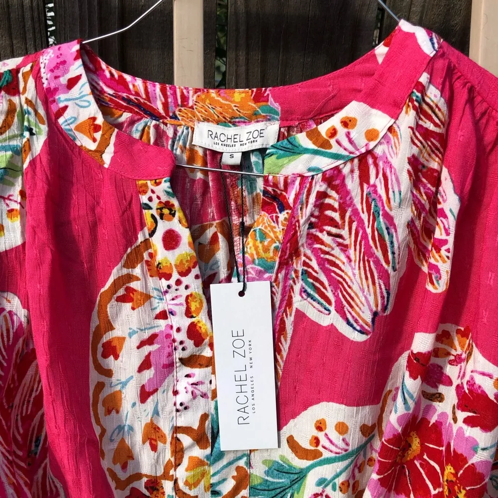 NEW Rachel Zoe size S long-sleeved floral Crop top Blouse - Image 3