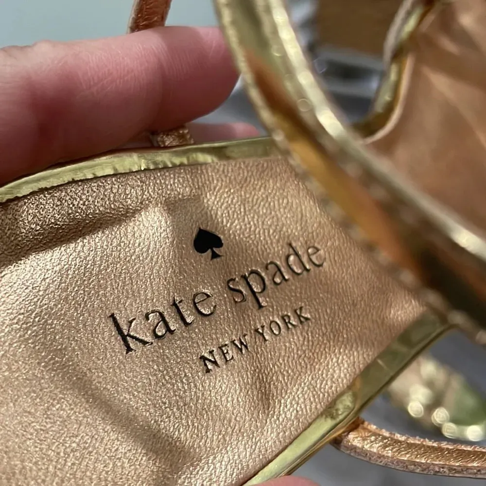 Kate Spade strappy gold low wedge sandals 1.25 inch heel - Image 3