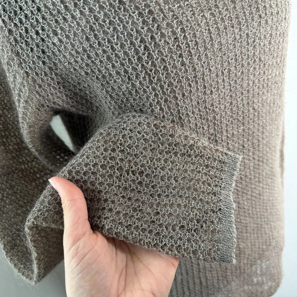 Sigrid Olsen Vintage Mohair Blend Open Knit Sweater Built-In Tank Taupe Size M - Image 10