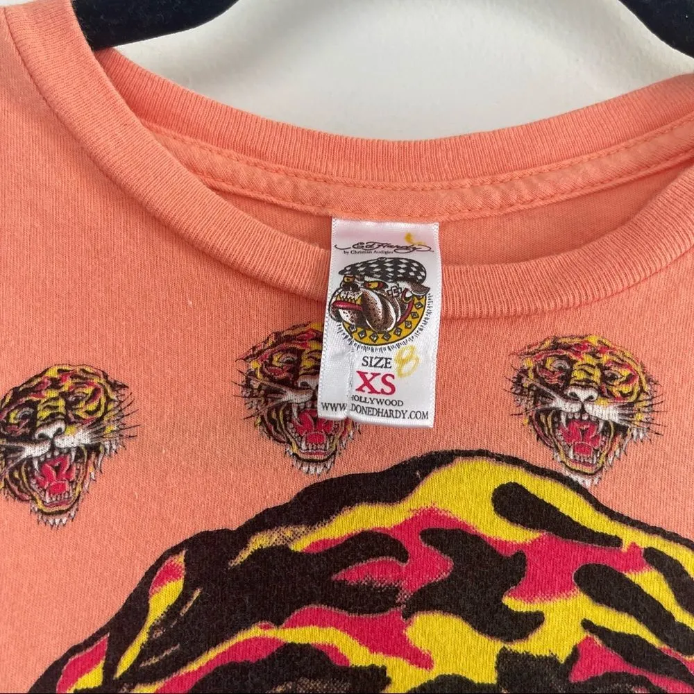 Ed Hardy Women’s Extra Small Y2K Tiger Baby Tee 2000s Vintage - Image 2