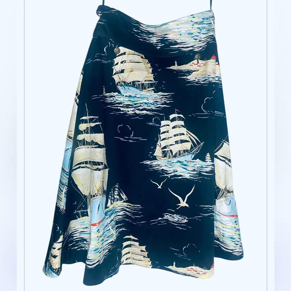 Leifnotes Antropologie Nautical
Ship Sailboat Print Navy Blue A - Image 6