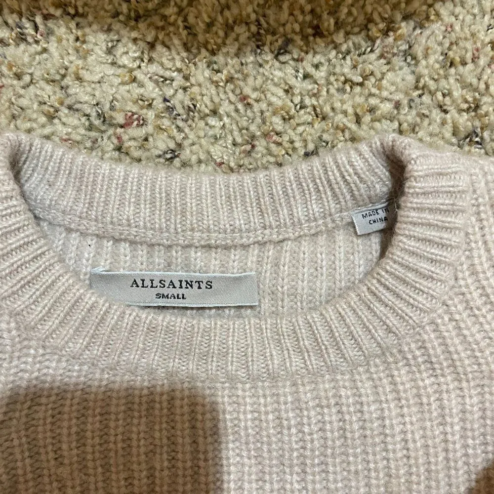 Allsaints S Jago Crew Neck Jumper Pullover Crewneck Sweater Cream Wool Alpaca - Image 4