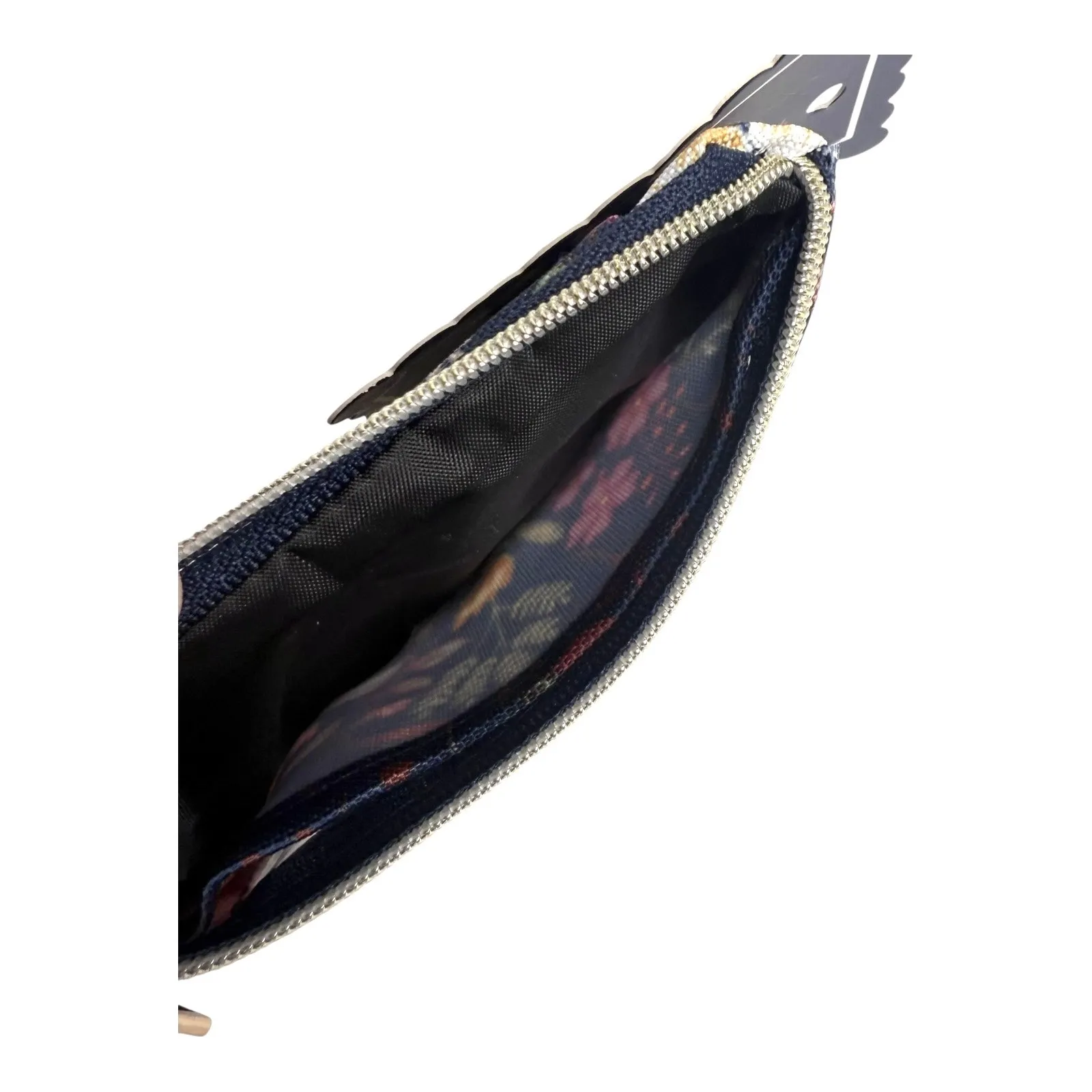 Simply Southern Double Zip ID Wallet Women's Navy Floral Gold Pineapple 4.25x3" - Image 5